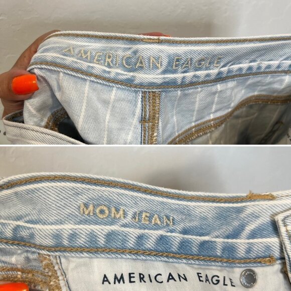 American Eagle Light wash striped Mom Jeans Size 2 Long Y2K Retro vintage rigid - Picture 8 of 10